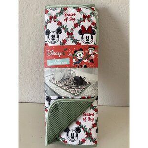 2 Pk Disney Mickey Minnie Dish Drying Mats 16" x 18" Christmas Wreath Holiday